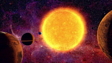 sun and planet in space