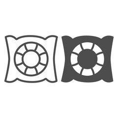 Poster - Pillow and lifebuoy line and solid icon, startup concept, financial safety sign on white background, Financial safety cushion icon in outline style for mobile concept and web design. Vector graphics.