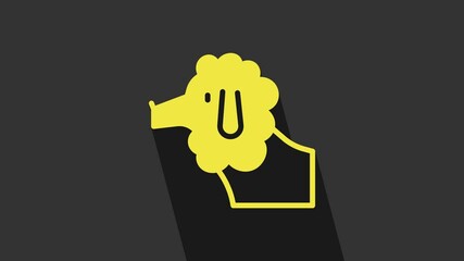 Sticker - Yellow French poodle dog icon isolated on grey background. 4K Video motion graphic animation