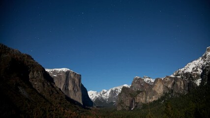 Wall Mural - nighttime stars time lapse at yosemite national park.