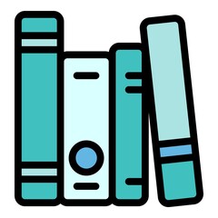 Poster - Interactive learning book stack icon. Outline interactive learning book stack vector icon for web design isolated on white background