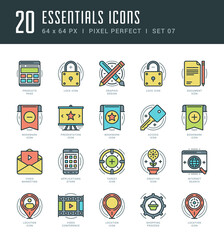 Poster - Outline icons set trendy modern vector symbols access key, smartphone apps, video marketing