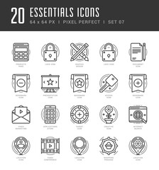 Poster - Outline icons set trendy modern vector symbols access key, smartphone apps, video marketing