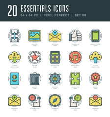 Poster - Outline icons set trendy modern vector symbols cloud computing, puzzle pie, thumbs up