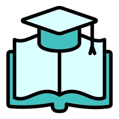 Poster - Graduated open book icon. Outline graduated open book vector icon for web design isolated on white background
