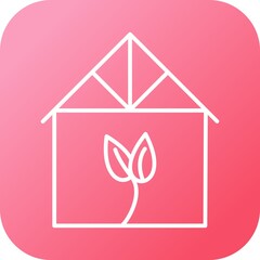 Canvas Print - Unique Green House Vector Line Icon