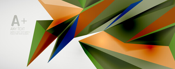 Vector triangle geometric backgrounds. Low poly 3d shape on light backdrop. Vector illustration for covers, banners, flyers and posters and other designs