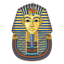Mask Of Tutankhamun. Gold Mask. Living Image Of Amon. Valley Of The Kings In Egypt. King Tutankhamun's Death Mask. Pharaoh Of Ancient Egypt. Tutankhamun. King Tut. Vector Graphics To Design