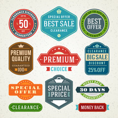 Sale labels and ribbons set design elements