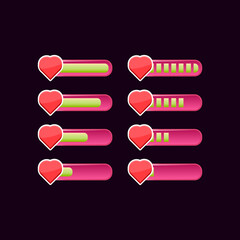 Wall Mural - set of casual pink game ui health progress bar