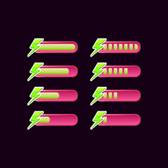 Wall Mural - set of casual pink game ui energy progress bar