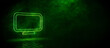 © RocknRoller Studios - Green neon light display icon. Vibrant colored technology symbol, isolated on a black background. 3D Render