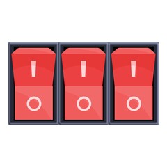 Poster - Red button breaker switch icon. Cartoon of red button breaker switch vector icon for web design isolated on white background