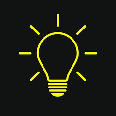 Poster - Light bulb icon. Incandescent lamp symbol. Idea and innovation sign. Creative energy or inspiration logo. Lightbulb silhouette. Vector illustration image.