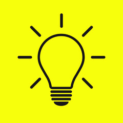 Poster - Light bulb icon. Incandescent lamp symbol. Idea and innovation sign. Creative energy or inspiration logo. Lightbulb silhouette. Vector illustration image.