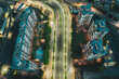 © AmazingAerialAgency - Aerial view of Gurugram financial district with tall building at dusk in Haryana state during lockdown. india.