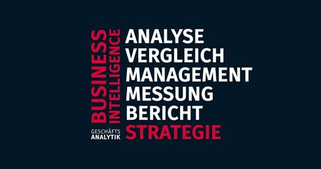Wall Mural - business intelligence. geschäftsanalytik. animierte schlagwortwolke. kinetische text animation.