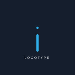 Poster - Minimalist letter i with dots, awesome monogram. Lowercase letter for modern and creative logo concept. Initials template on dark background. Vector design.