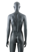 Female Gray Athletic Mannequin Doll Or Store Display Dummy Isolated.