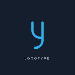Poster - Minimalist letter y with dots, awesome monogram. Lowercase letter for modern and creative logo concept. Initials template on dark background. Vector design.