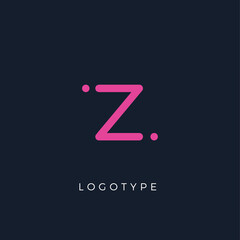 Poster - Minimalist letter z with dots, awesome monogram. Lowercase letter for modern and creative logo concept. Initials template on dark background. Vector design.