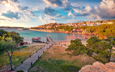 Wall Mural - сharm of the ancient cities of europe. attractive evening view of porto cervo, province of olbia-tem