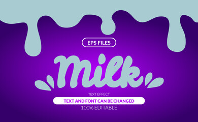 Aufkleber - drop liquid 3d milk editable text effect. light blue and white color. eps file
