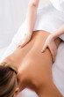 © LIGHTFIELD STUDIOS - cropped view of masseur massaging back of client lying on massage table
