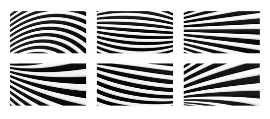Poster - Set of minimal stripped backgrounds. Asbtract monochrome lines vector design.
