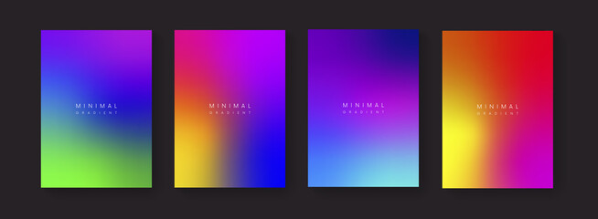 Poster - Abstract colorful gradient backgrounds. Trendy modern fluid posters collection  A4 size blurred color backdrop illustrations for brochure, banner, print, flayer, cover, placard.