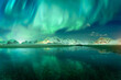 Aurora Borealis lights over Lofoten Islands in Norway