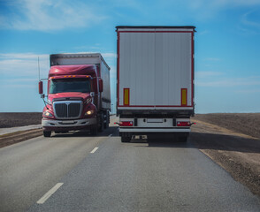 Canvas Print -  trucks goes on the highway