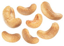 Set Of Roasted Cashew Nuts Isolated On White
