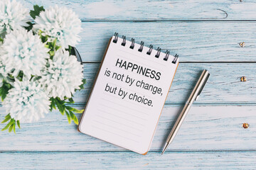Wall Mural - Motivational and Inspirational Quotes - Happiness is not by change but by choice. Retro style.