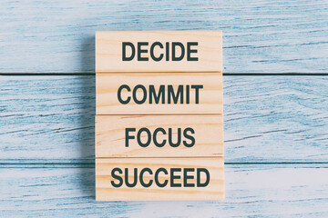 Wall Mural - Motivational and Inspirational Quotes - Decide, Commit, Focus, Succeed.