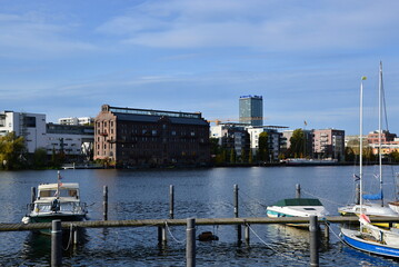 Sticker - Panorama im Herbst an der Rummelsburger Bucht, Halbinsel Stralau, Berlin