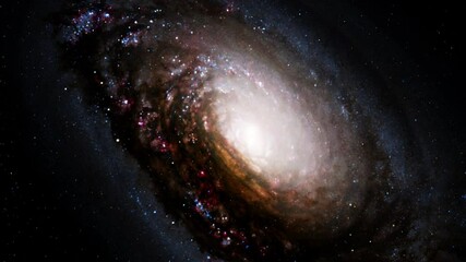 Wall Mural - Spectacular black eye spiral galaxy center with infinite flying stars and animated rotation. Based on image furnished by Nasa