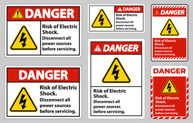 Wall Mural - Danger Risk of electric shock Symbol Sign Isolate on White Background