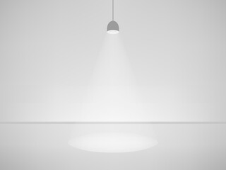 Wall Mural - empty room mockup with lamp and transparent light on wall and floor. gray holl indoor for exhibition
