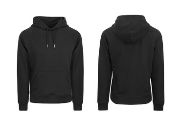 Canvas Print - Add your own design. Women's Black Pullover Hoodie with Raglan Sleeve, cutout and Isolated on a White Background for Branding and Personalisation. Photographed on a Medium Female Ghost Mannequin.