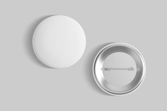 Realistic blank pin illustration for mockup. 3D Render.