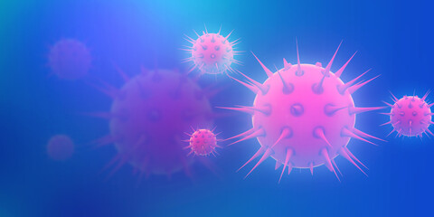 Wall Mural - 3d rendering Virus bacteria cells background