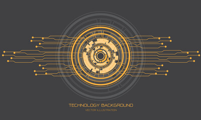 Poster - Abstract technology yellow grey circle cyber circuit line futuristic design modern background vector illustration.