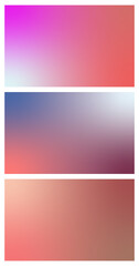 Poster - Set of 3 large beautiful cool light clean soft airy vector gradient backgrounds for advertising brochures, banners, prints, websites. Vector illustration