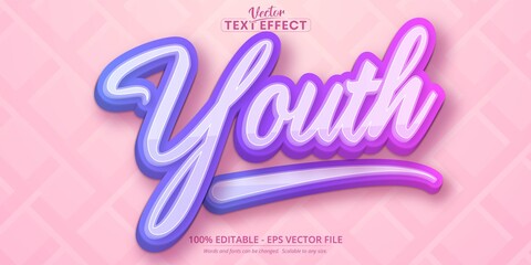Wall Mural - Youth text, multicolor gradient style editable text effect