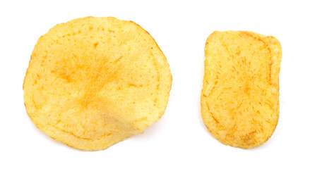 Wall Mural - Fried potato chips isolated on a white