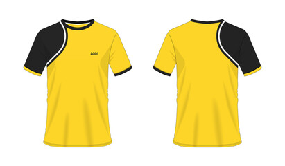 Wall Mural - T-shirt yellow and black soccer or football template for team club on white background. Vector illustration eps 10.