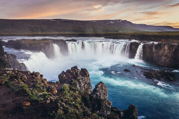 Poster - Godafoss - english Waterfall of the gods in northern Iceland