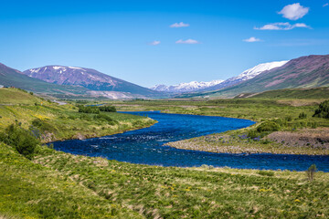 Canvas Print - VIew on the bends of Fnjoska river in Iceland, northern region