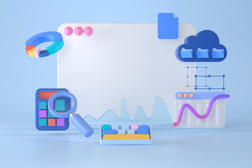 Wall Mural - 3d rendering of website and Data.